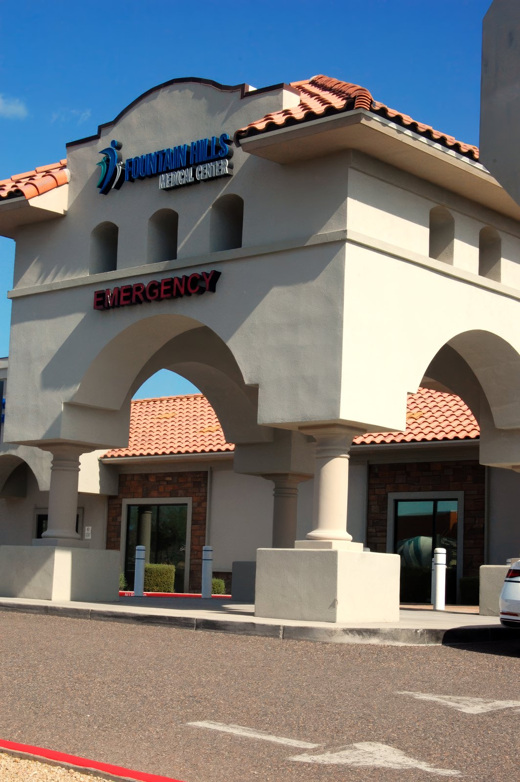 The Fountain Hills Emergency Room entrance arch.